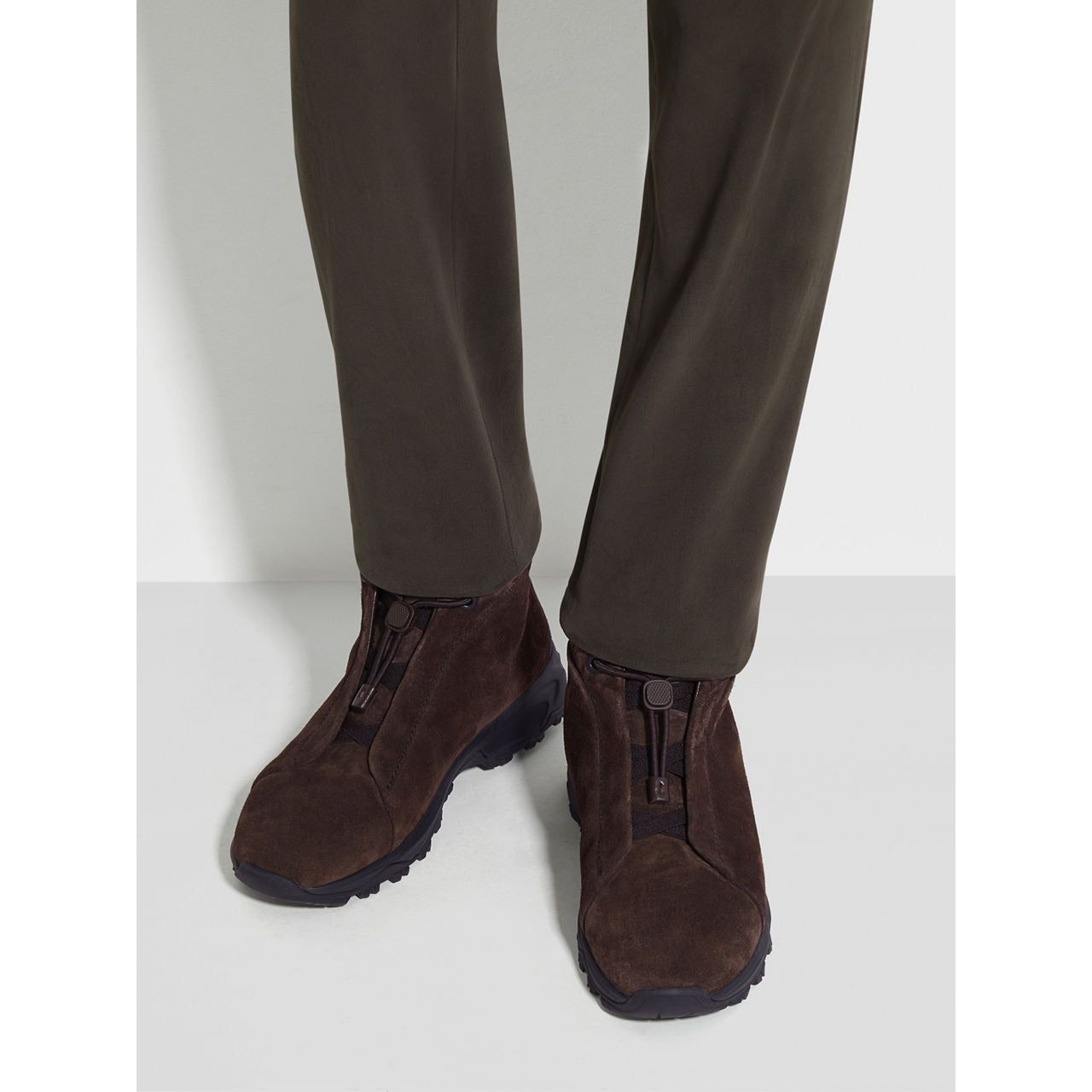 ZEGNA BROWN SUEDE TRIPLE STITCH™ VETTA SNEAKERS