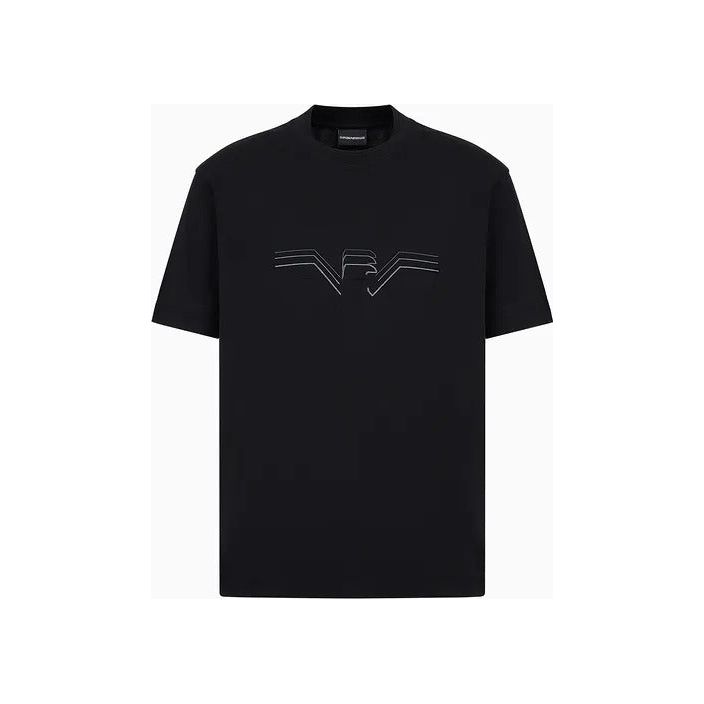 EMPORIO ARMANI HEAVY JERSEY T-SHIRT WITH MULTI-TEXTURED GRADIENT EAGLE - Yooto
