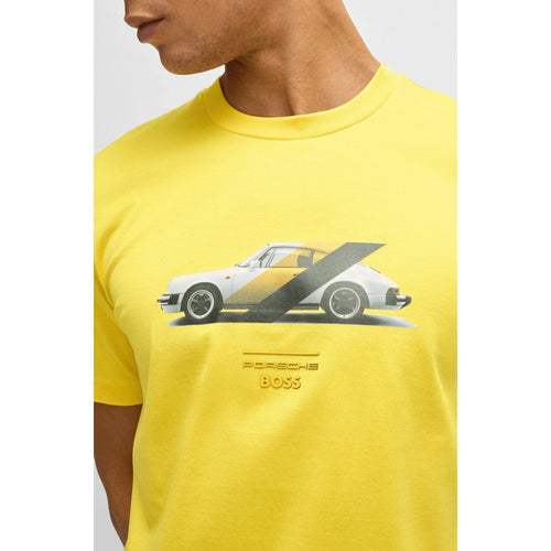 Load image into Gallery viewer, BOSS Porsche x BOSS mercerised-cotton T-shirt with collaborative branding
