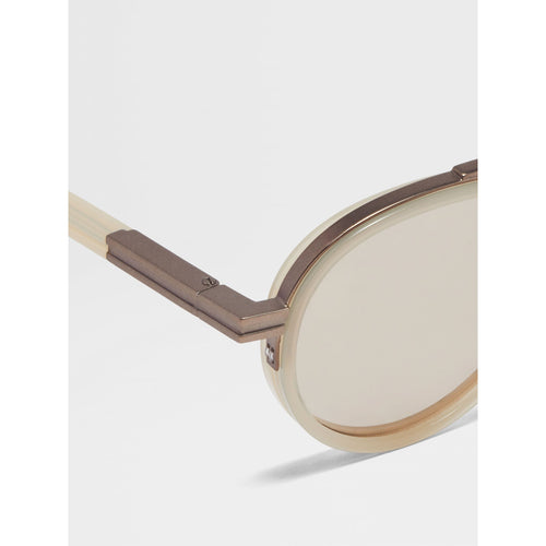 Load image into Gallery viewer, ZEGNA BEIGE ORIZZONTE II ACETATE AND METAL SUNGLASSES
