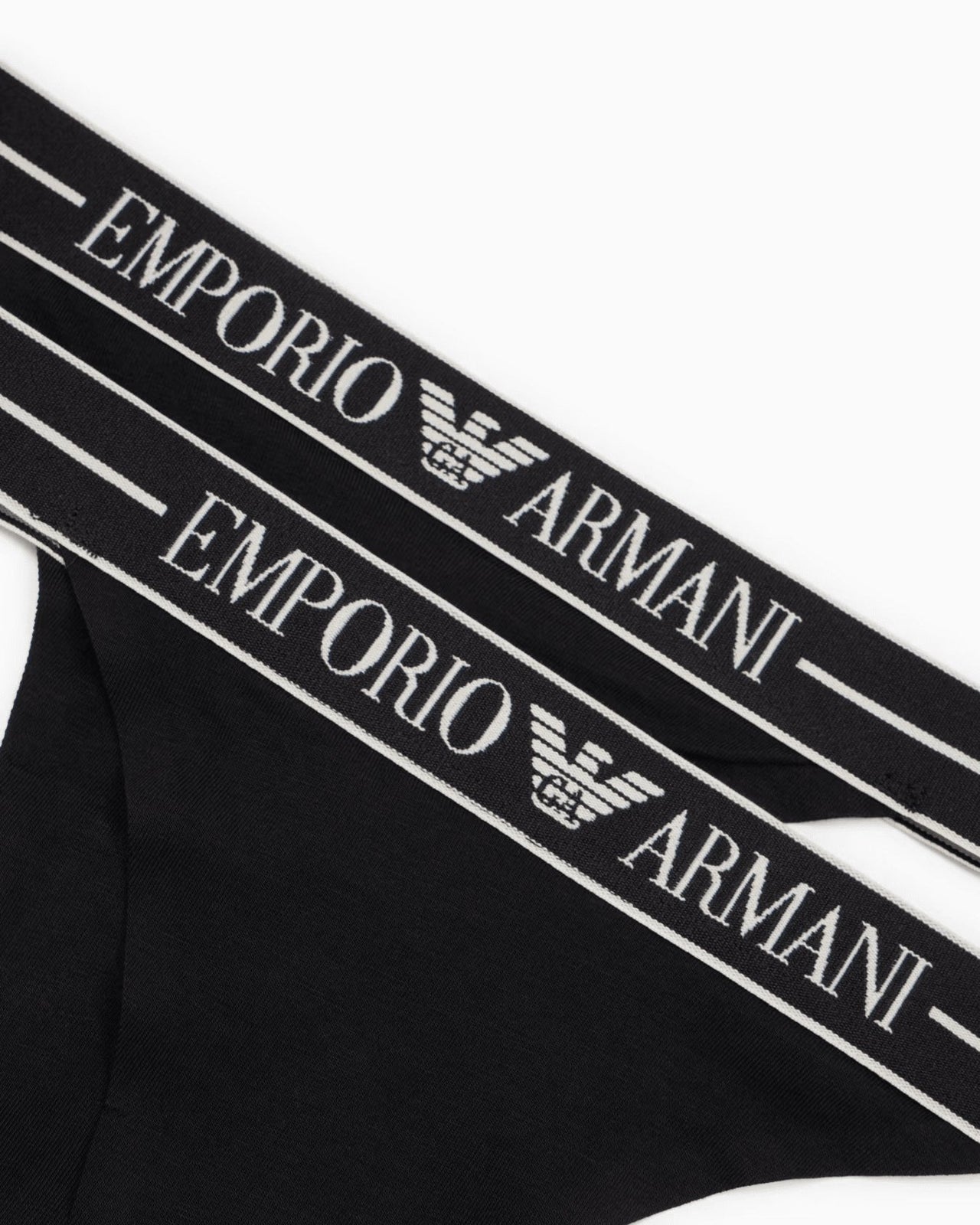 EMPORIO ARMANI Two-pack of ASV organic-cotton thongs with logo waistband