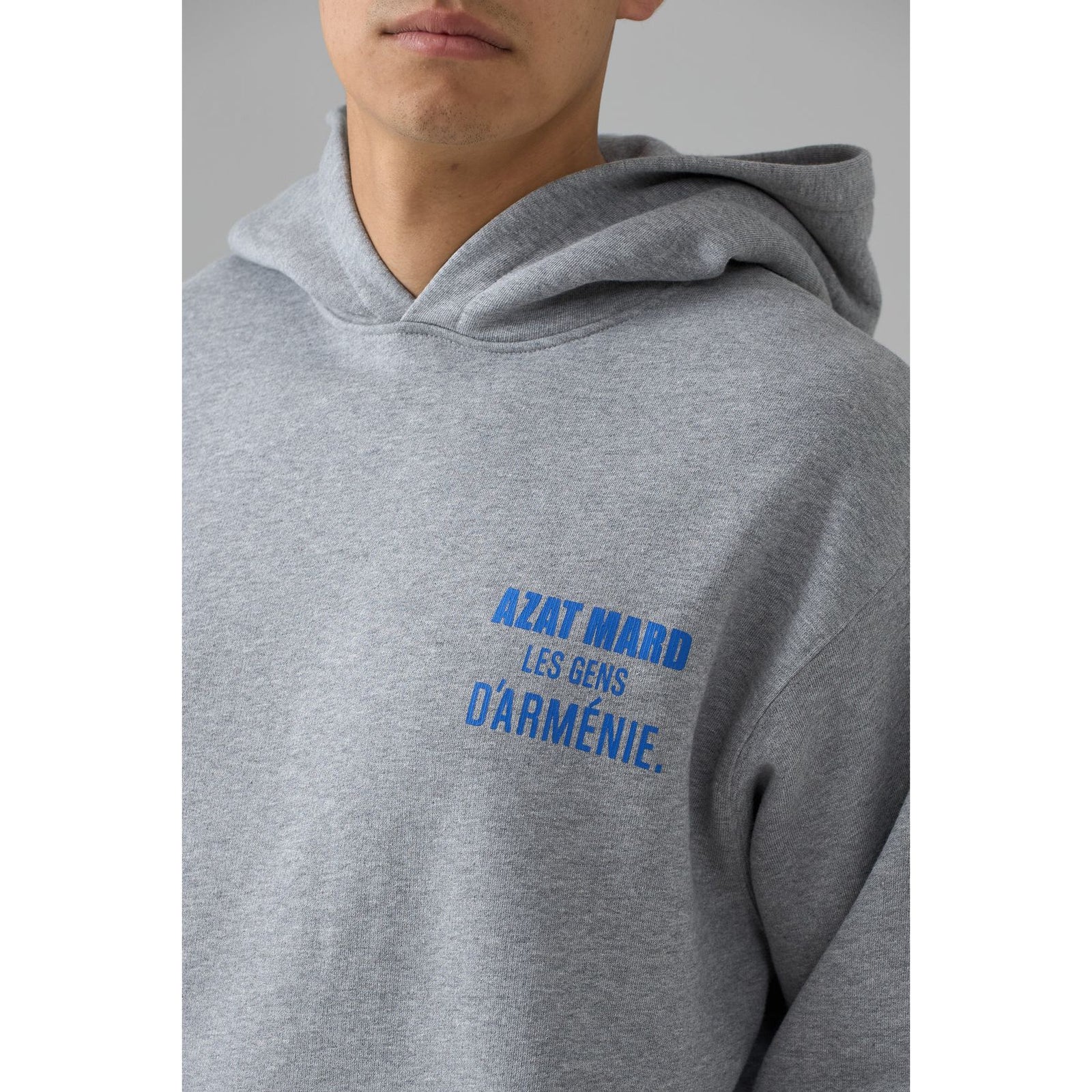 AZAT MARD LES GENS HEATHER GREY WITH BLUE HOODIE