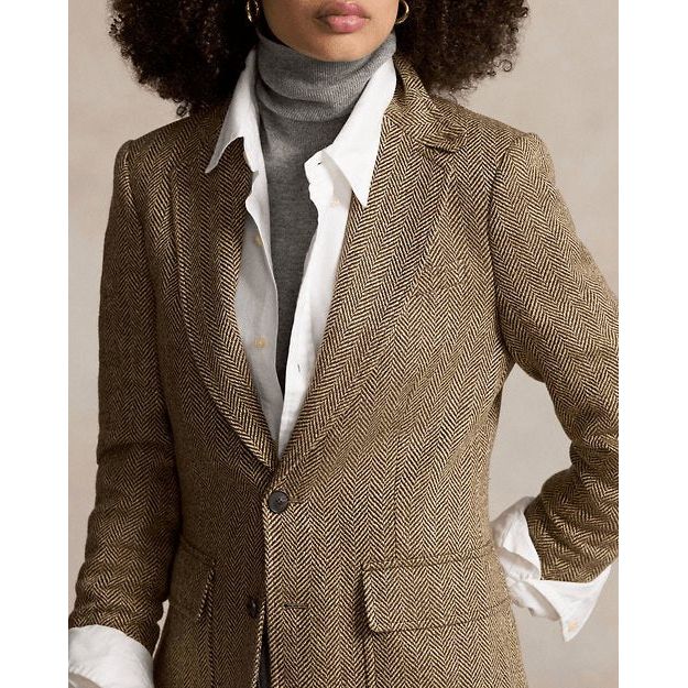 RALPH LAUREN Herringbone Linen-Blend Blazer