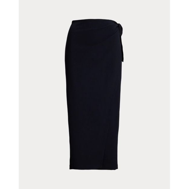 RALPH LAUREN Wool Crepe Wrap Skirt