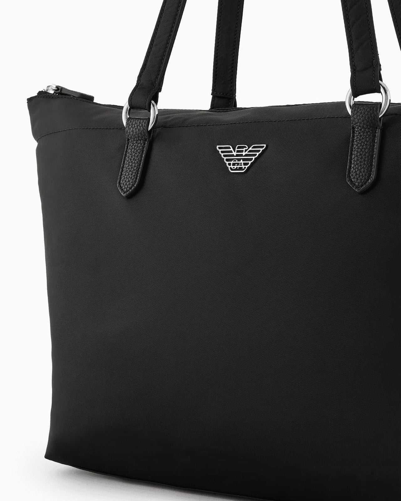 EMPORIO ARMANI ASV recycled nylon shopper bag with eagle plaque