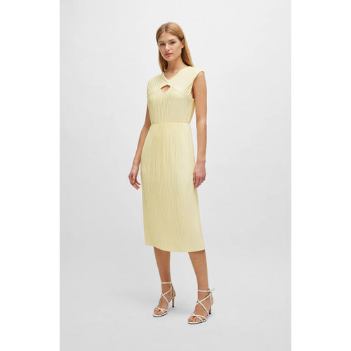 Load image into Gallery viewer, BOSS SLEEVELESS DRESS IN HIGH-SHINE PLISSÉ FABRIC - Yooto
