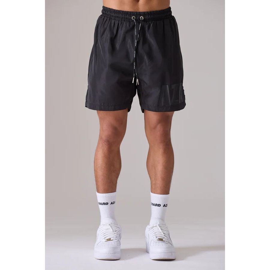 AZAT MARD BLACK/BLACK IMPACT LOGO SWIM SHORTS - Yooto