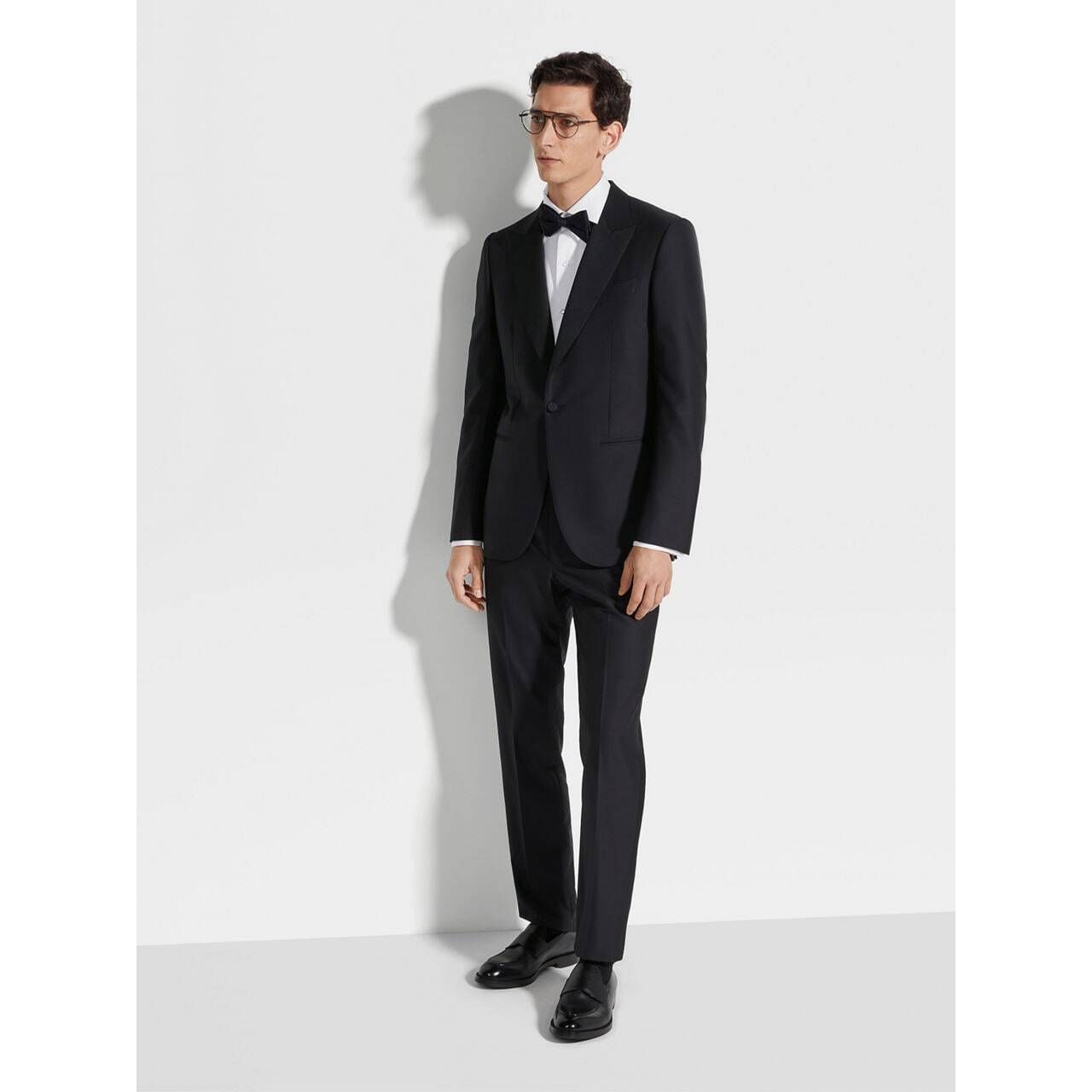 ZEGNA OPTICAL WHITE COTTON TUXEDO SHIRT