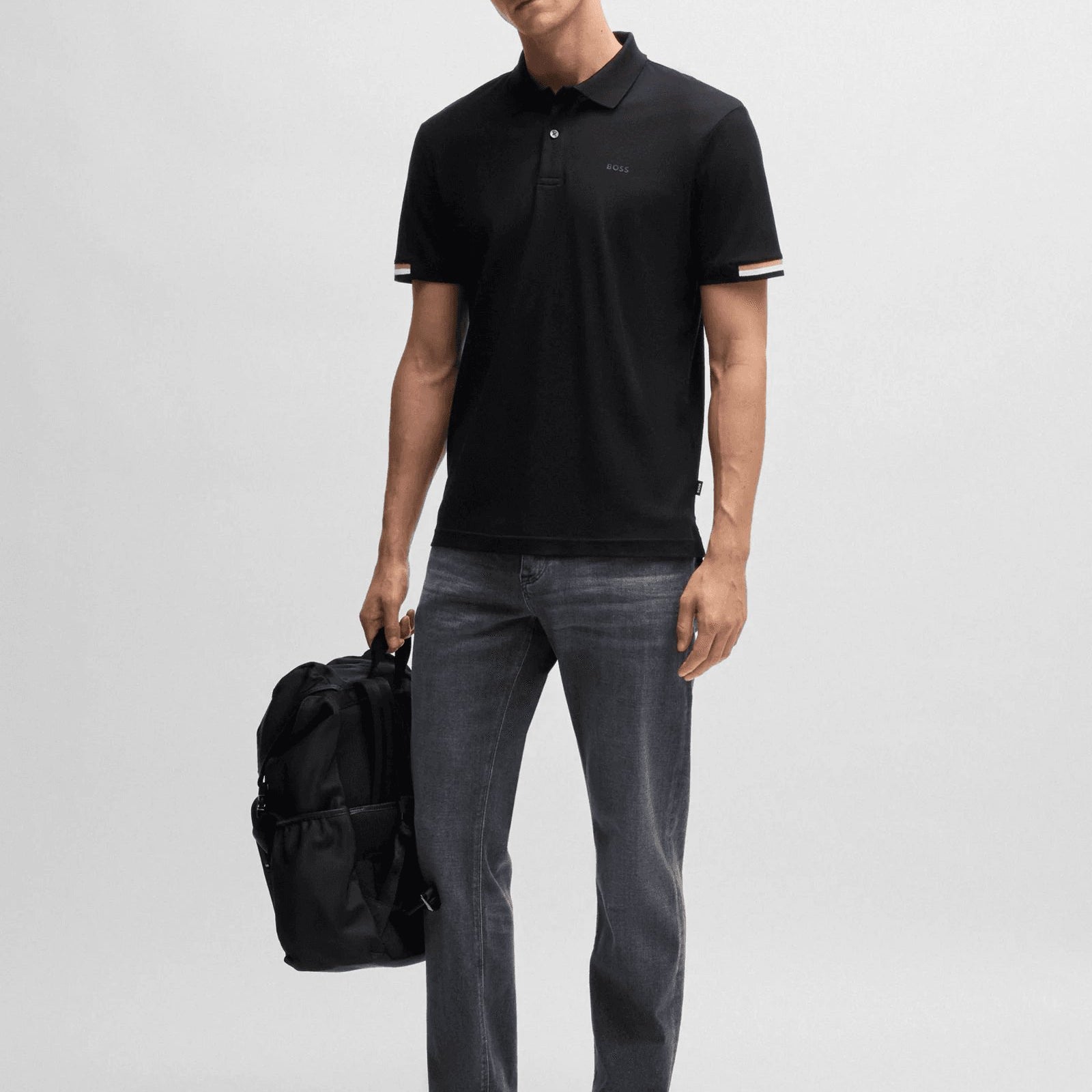 BOSS Regular-fit polo shirt with rubberized logo