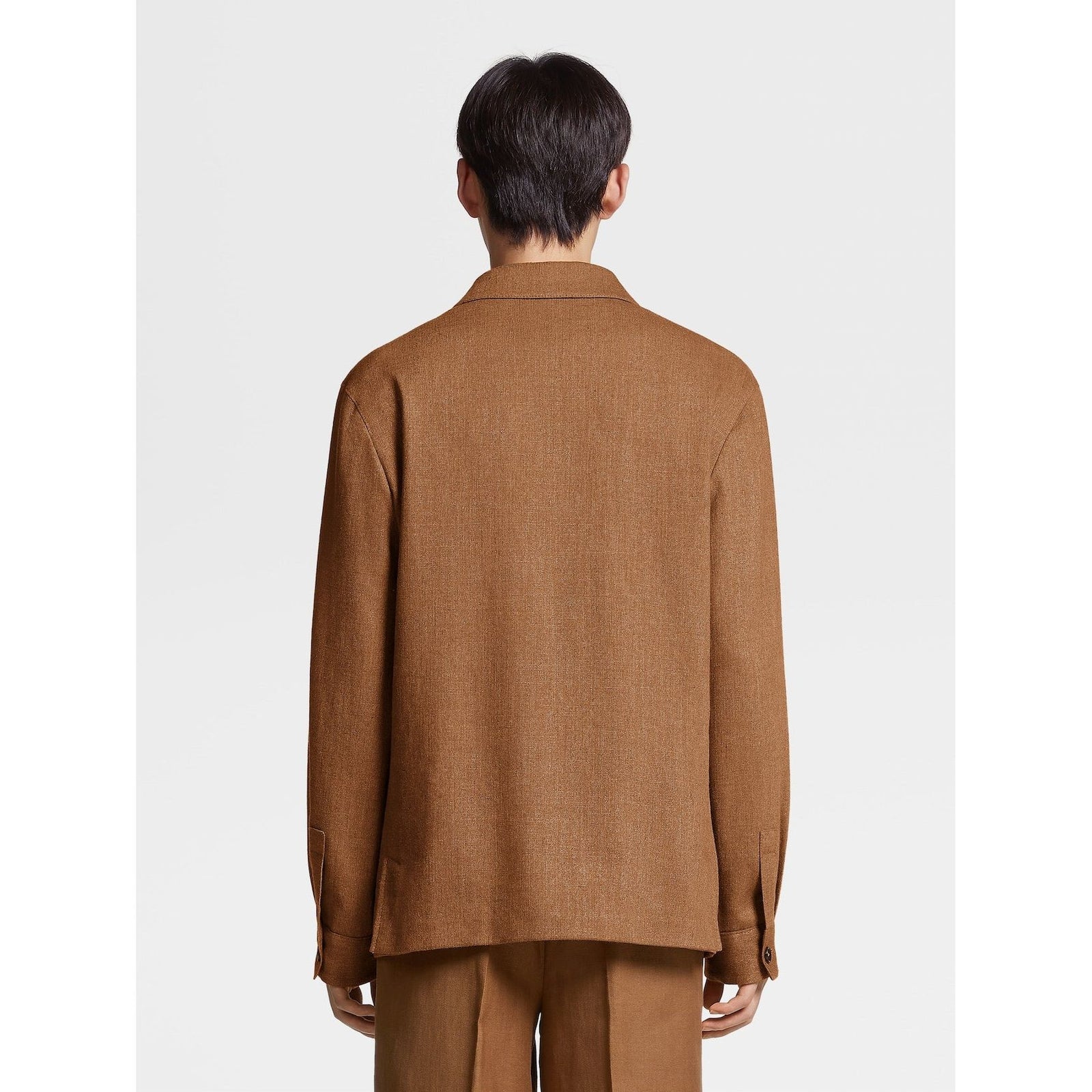 ZEGNA Vicuna Color Linen and Silk Blend Chore Jacket