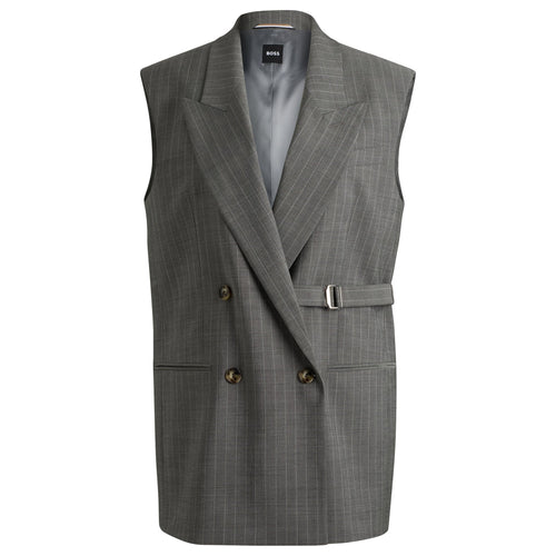 Load image into Gallery viewer, BOSS LONGLINE DOUBLE-BREASTED WAISTCOAT IN STRIPED WOOL
