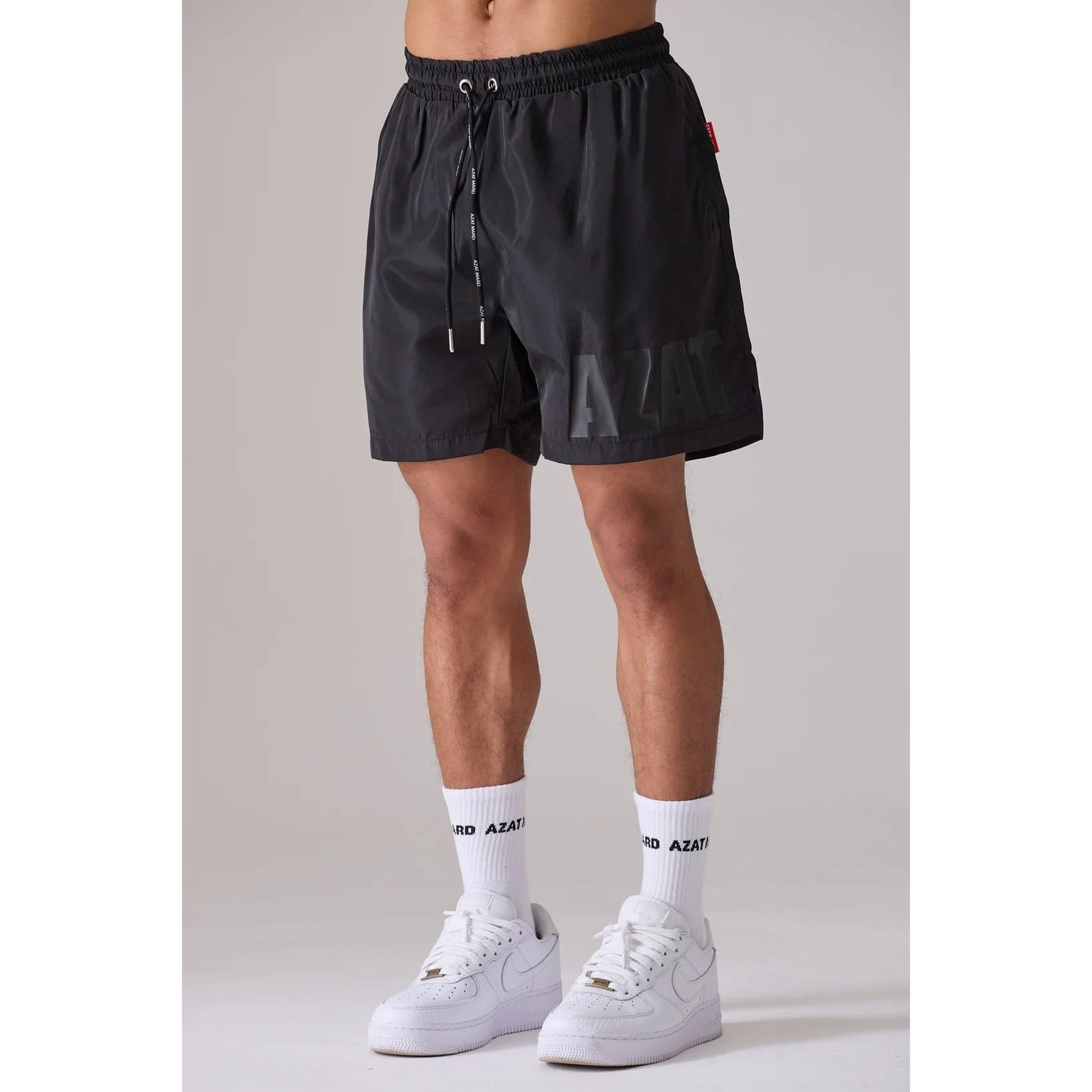 AZAT MARD BLACK/BLACK IMPACT LOGO SWIM SHORTS