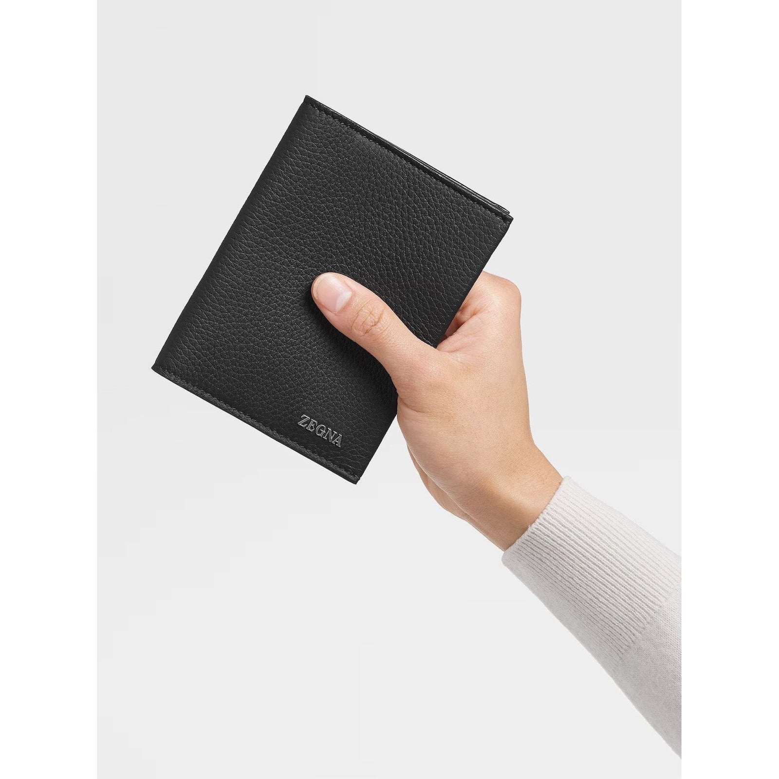 ZEGNA Black Deerskin Passport Case