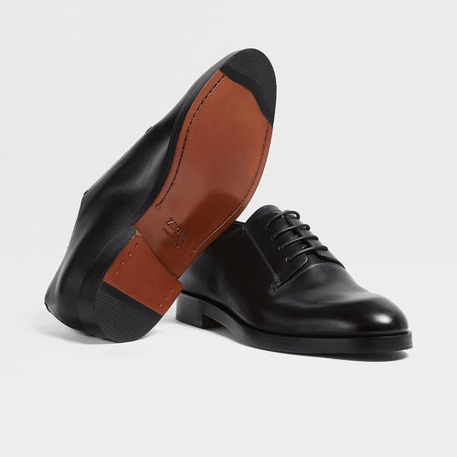 Load image into Gallery viewer, ZEGNA BLACK LEATHER TORINO DERBY SHOES
