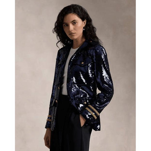 Load image into Gallery viewer, RALPH LAUREN Sequinned Stand-Collar Blazer
