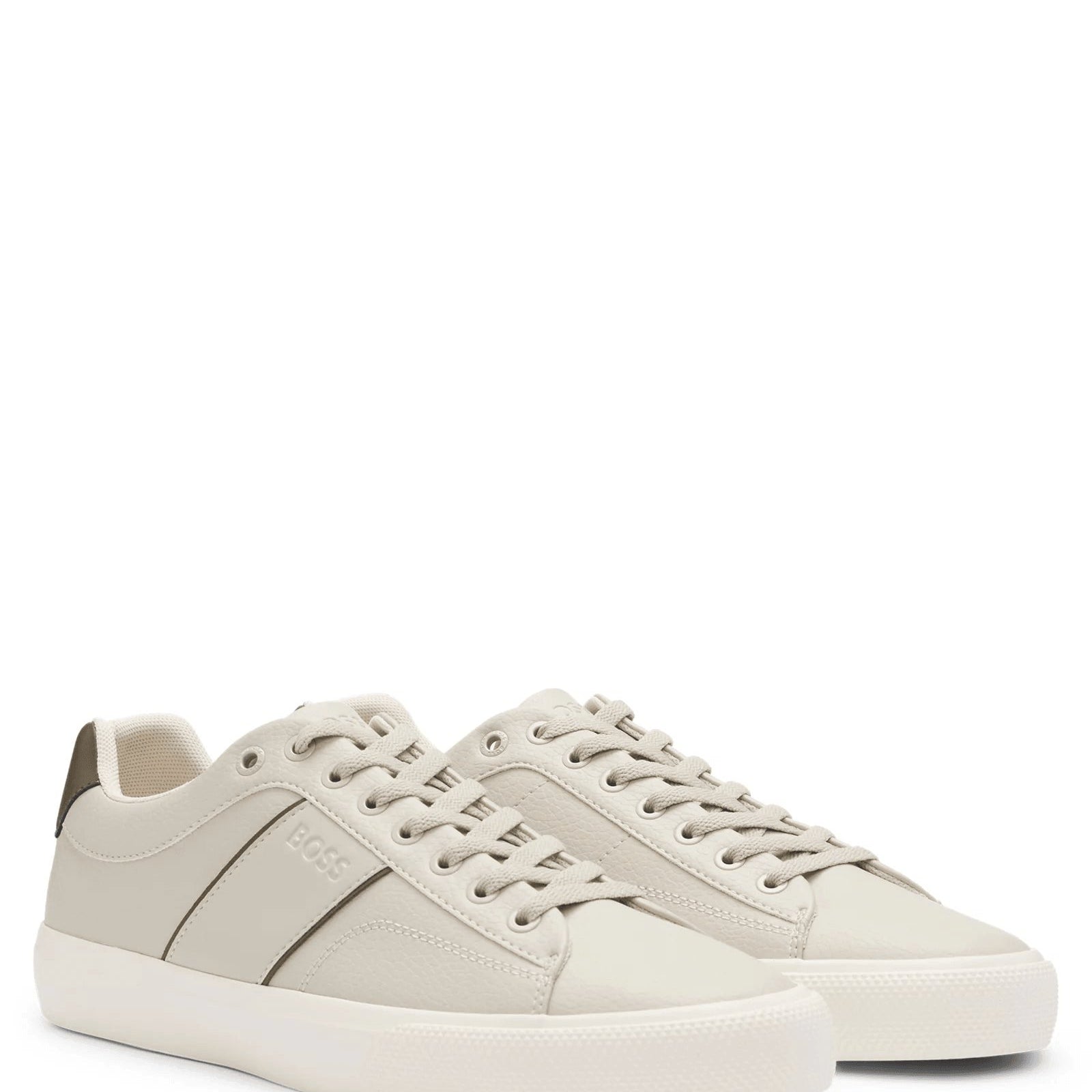 BOSS Faux-leather trainers with plain and grained textures