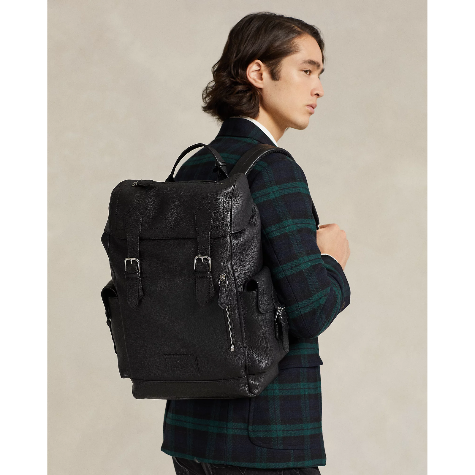 POLO RALPH LAUREN PEBBLED LEATHER BACKPACK