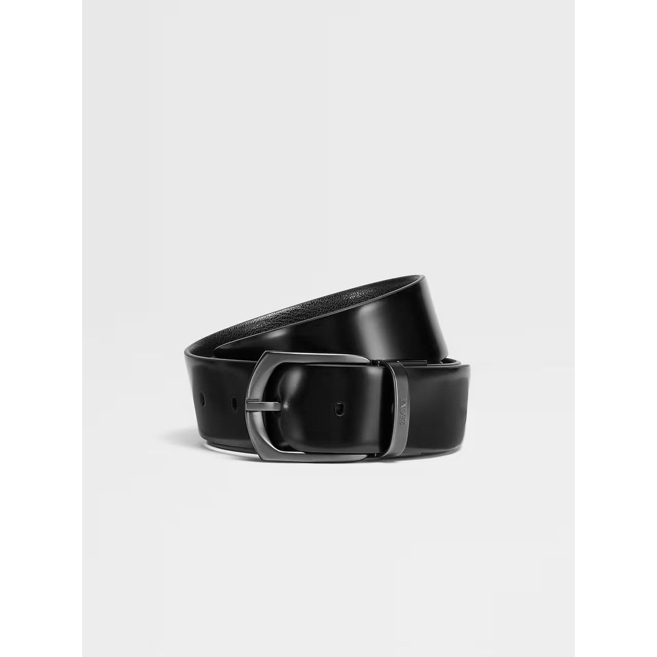 ZEGNA BLACK REVERSIBLE LEATHER BELT