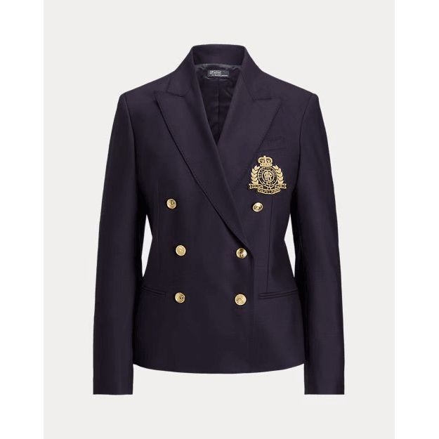 RALPH LAUREN Double-Breasted Crest Blazer