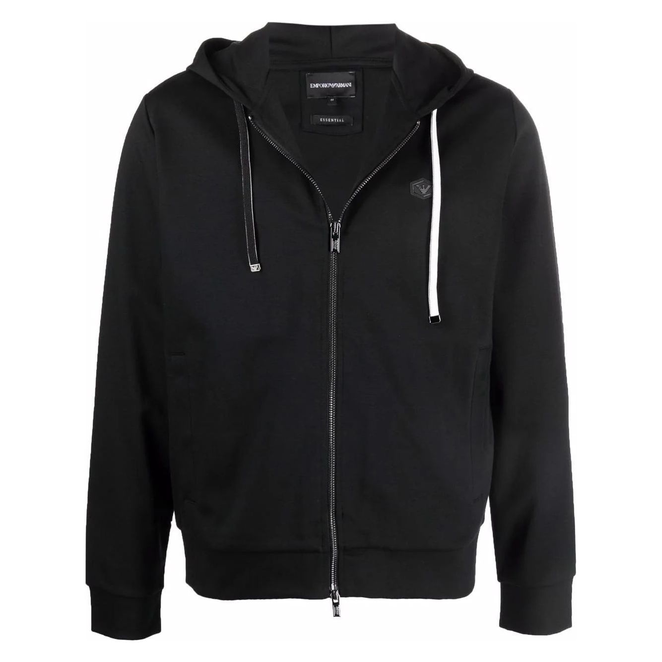 EMPORIO ARMANI logo-patch zip-up hoodie