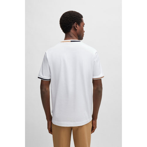 Load image into Gallery viewer, BOSS MERCERIZED-COTTON T-SHIRT WITH SIGNATURE-STRIPE DETAILS - Yooto
