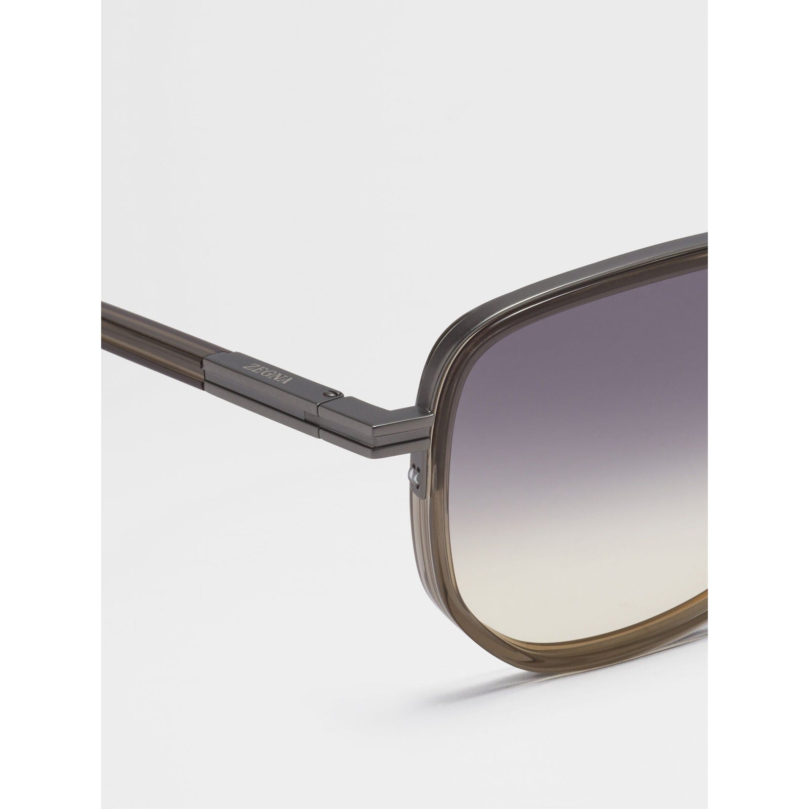 ZEGNA GUNMETAL ACETATE AND METAL SUNGLASSES