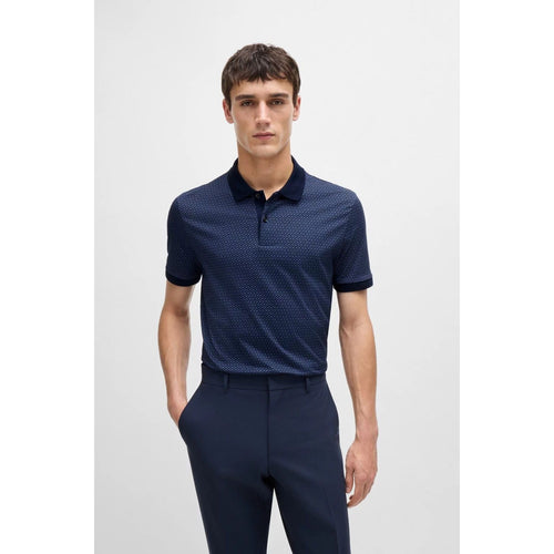 Load image into Gallery viewer, BOSS MERCERIZED-COTTON POLO SHIRT WITH TWO-TONE MONOGRAM PRINT
