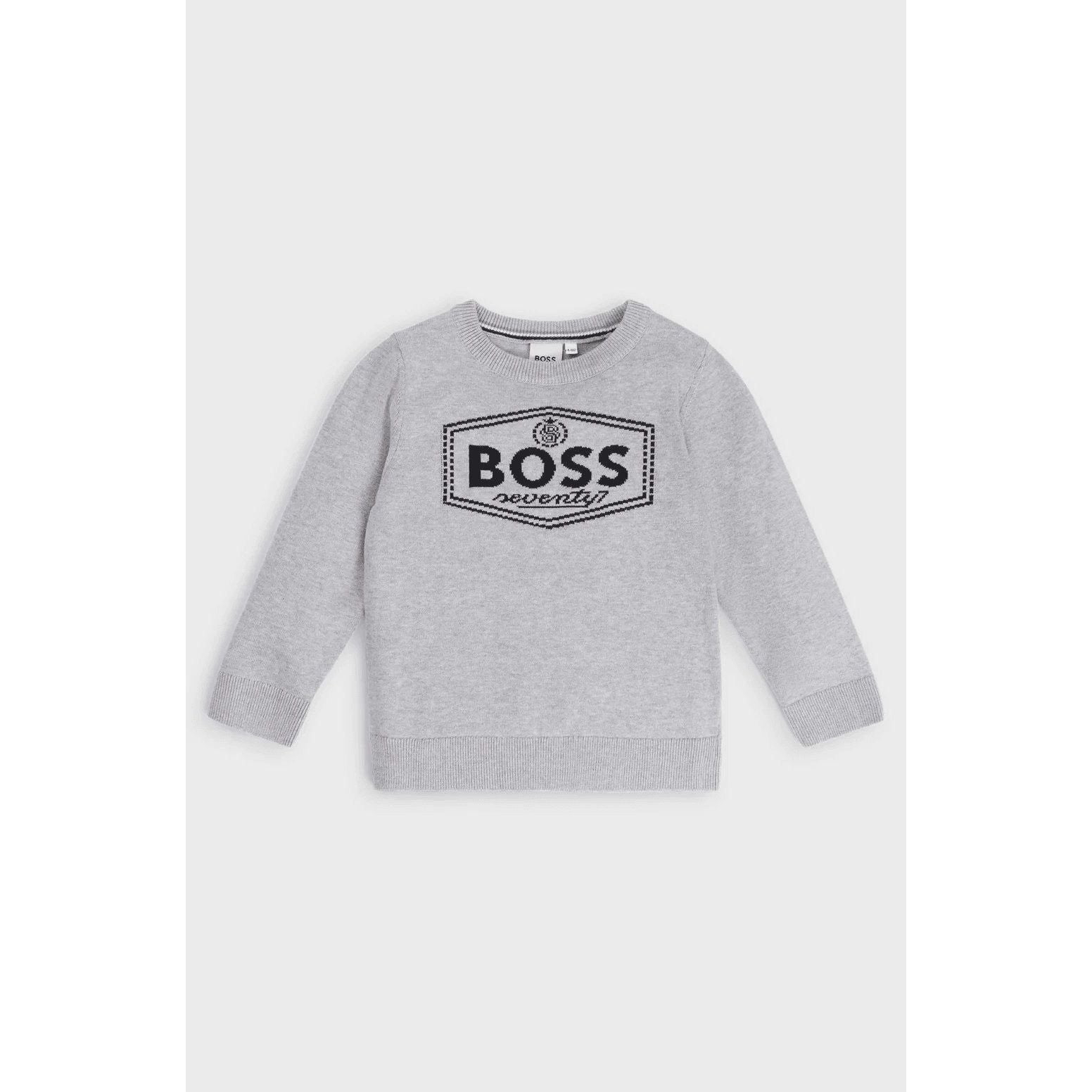 BOSS KIDS' SWEATER IN COTTON WITH NEW-SEASON LOGO