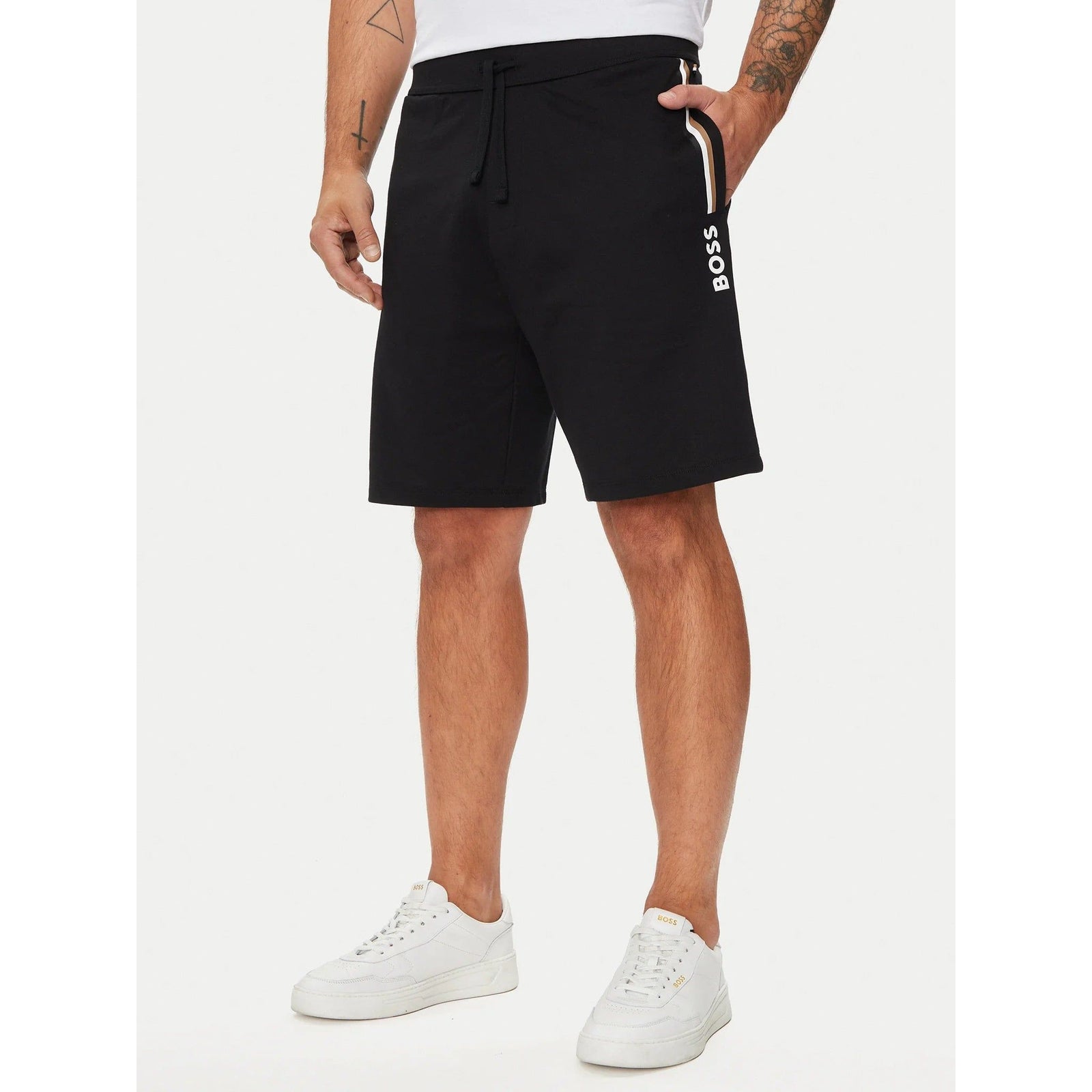 BOSS REGULAR-RISE SHORTS IN FRENCH TERRY WITH LOGO DETAIL