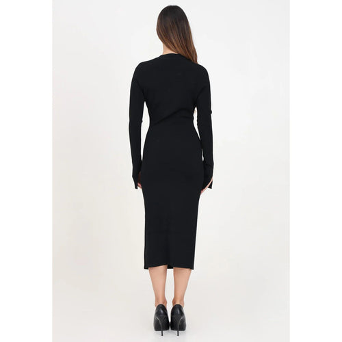 Load image into Gallery viewer, VERSACE JEANS COUTURE Black Midi Dress with Cut-Out Details and Buttons
