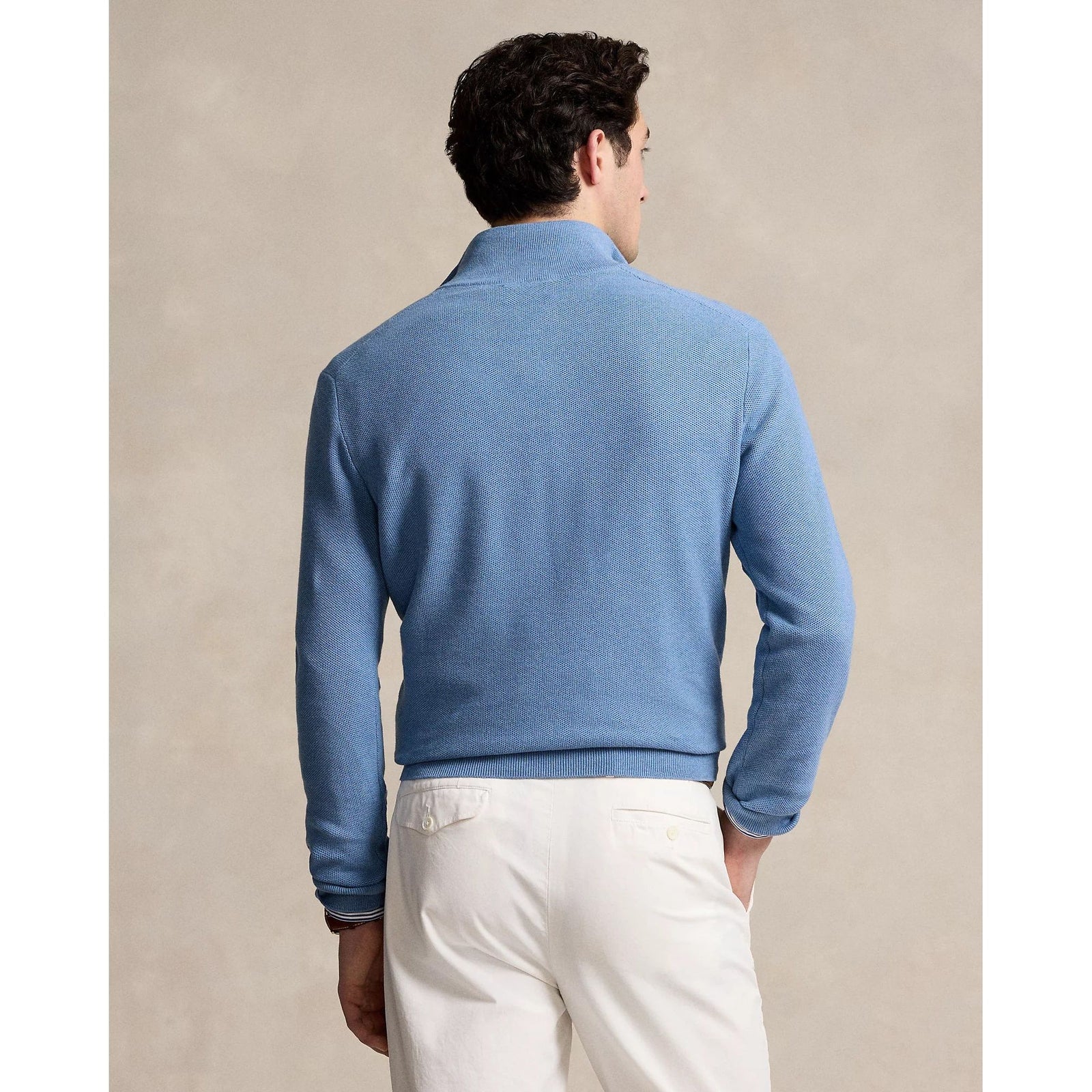 RALPH LAUREN Mesh-Knit Cotton Quarter-Zip Jumper