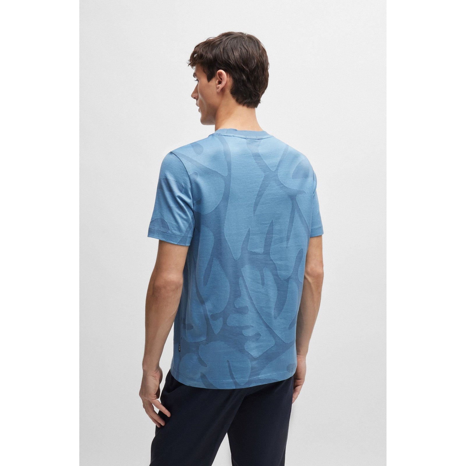 BOSSCOTTON T-SHIRT WITH TWO-TONE MONSTERA LEAF MOTIF - Yooto