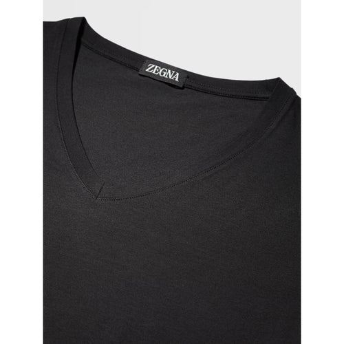 Load image into Gallery viewer, ZEGNA BLACK STRETCH MODAL V-NECK T-SHIRT
