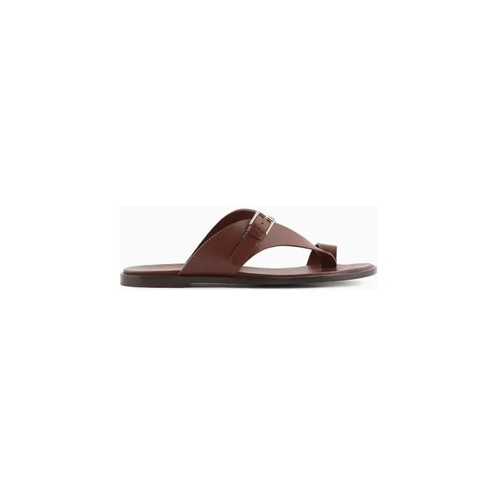 EMPORIO ARMANI LEATHER FLIP-FLOP SANDALS WITH BUCKLE