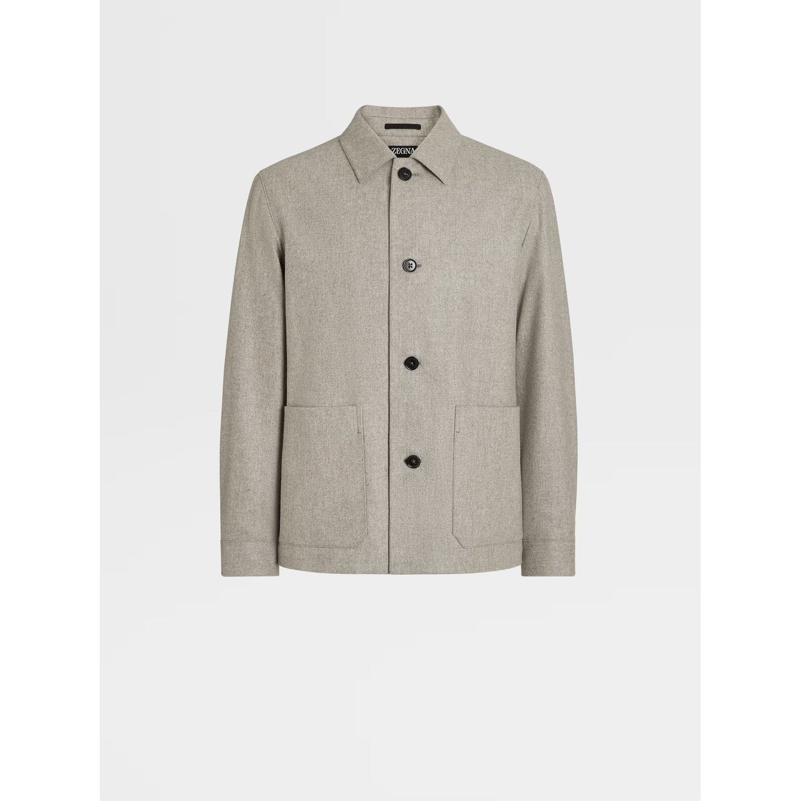 ZEGNA LIGHT TAUPE MÉLANGE WOOL CHORE JACKET