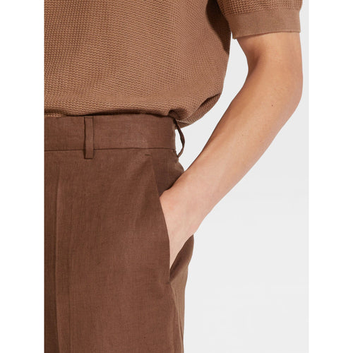 Load image into Gallery viewer, ZEGNA BROWN OASI LINO PANTS
