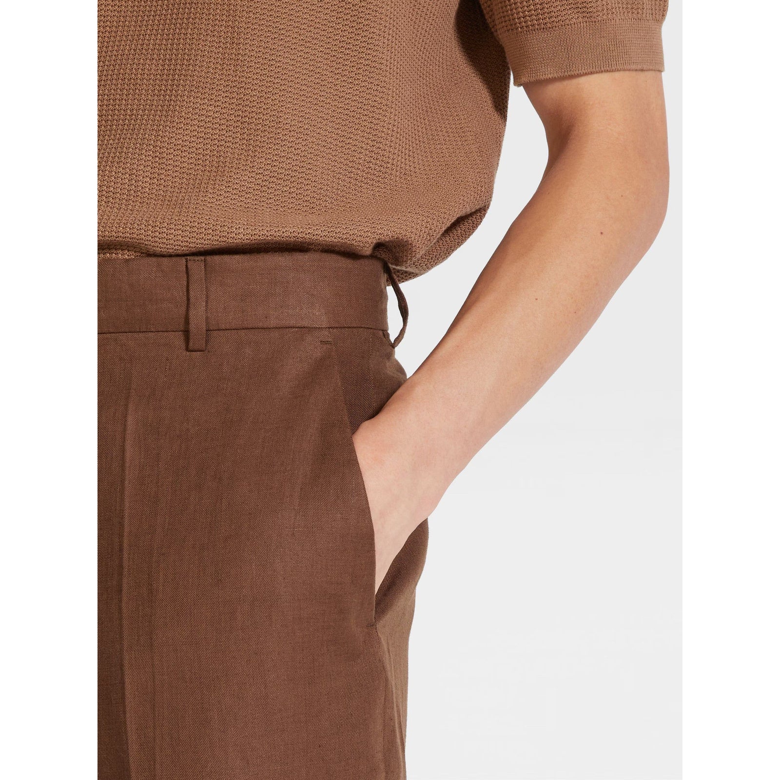 ZEGNA BROWN OASI LINO PANTS