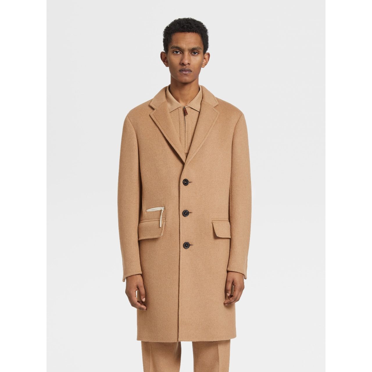 ZEGNA Camel Jerseywear Hooded Coat