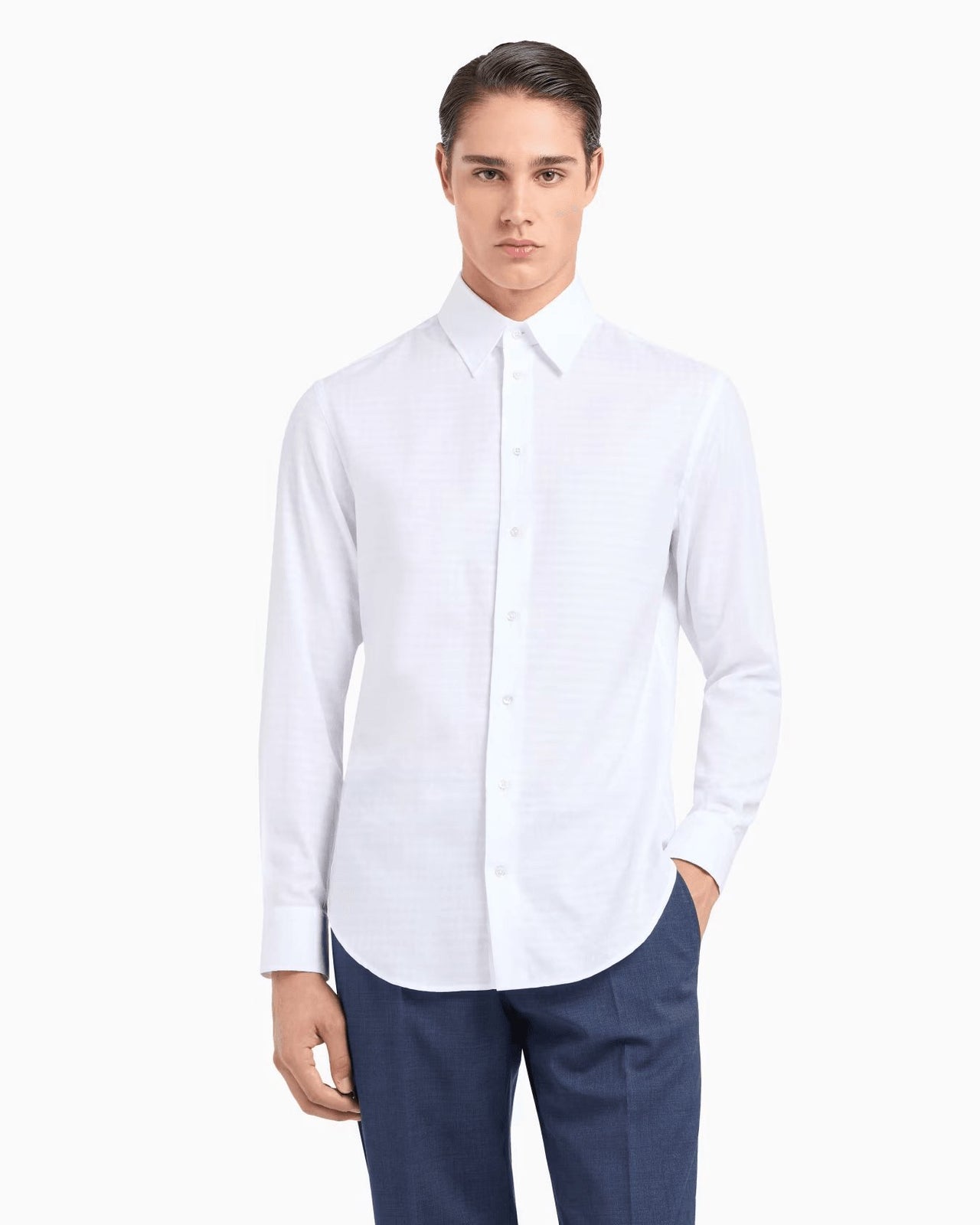 EMPORIO ARMANI grid-pattern cotton shirt