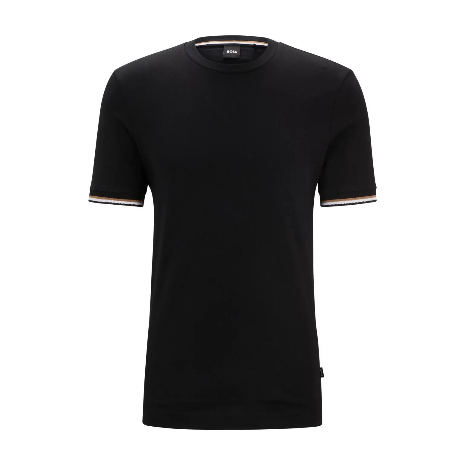 BOSS COTTON-JERSEY T-SHIRT WITH SIGNATURE-STRIPE CUFFS - Yooto