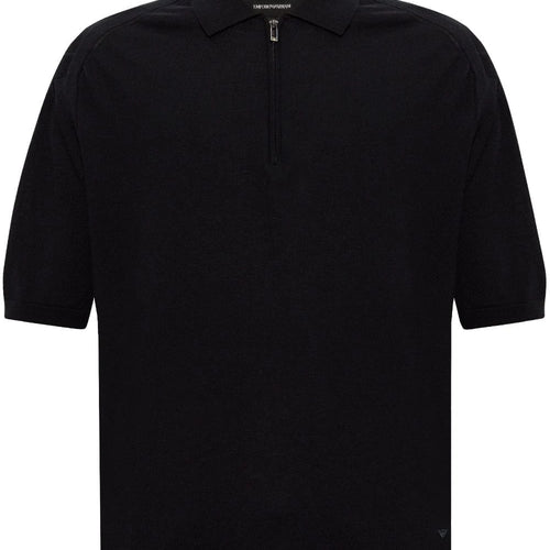 Load image into Gallery viewer, EMPORIO ARMANI ASV Lyocell blend and virgin wool zip-up polo-shirt collar jumper
