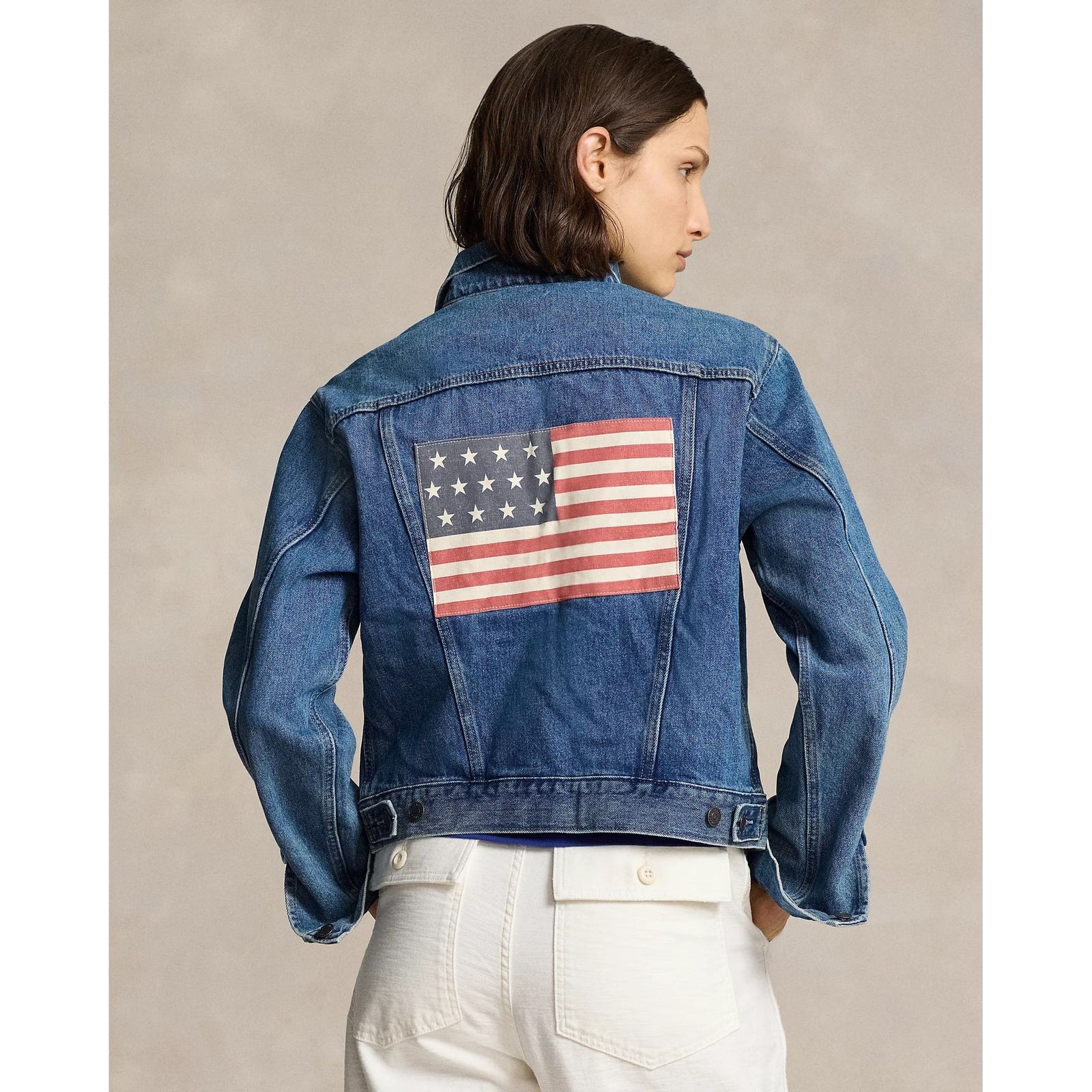 RALPH LAUREN Flag Denim Trucker Jacket