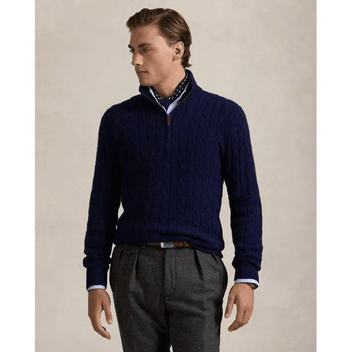 Load image into Gallery viewer, RALPH LAUREN Cable-Knit Cashmere Quarter-Zip Jumper
