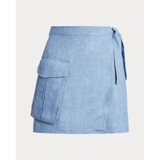 POLO RALPH LAUREN CARGO LINEN WRAP SKIRT - Yooto