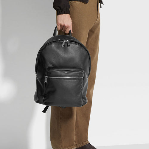 Load image into Gallery viewer, ZEGNA BLACK DEERSKIN HOODIE BACKPACK
