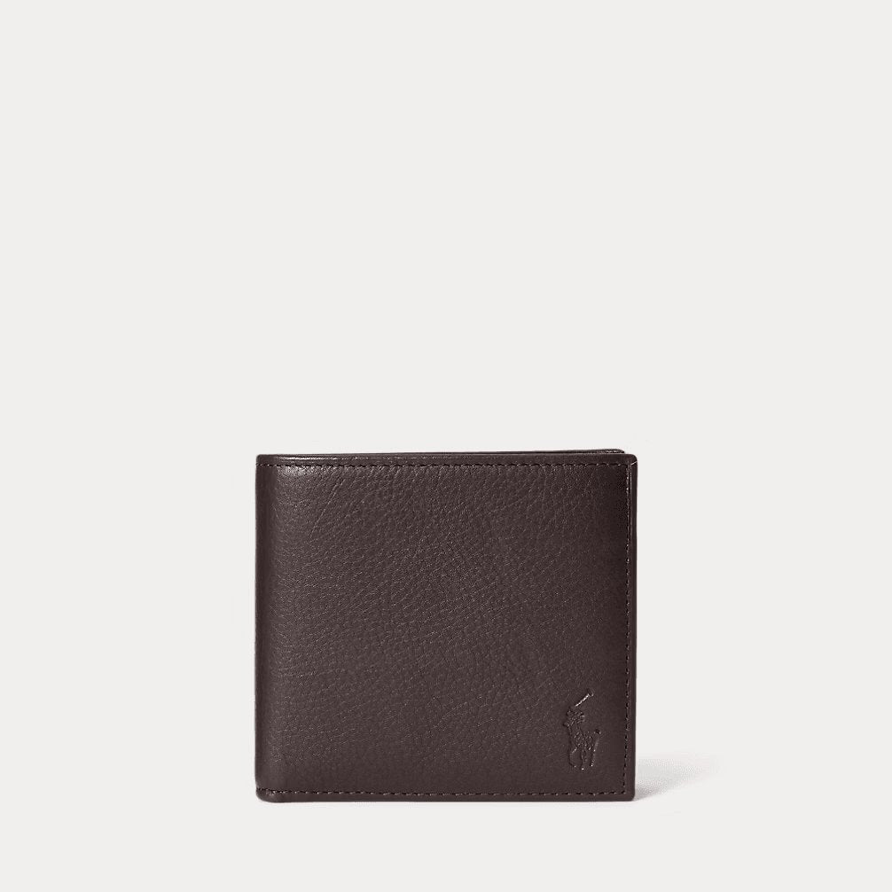 RALPH LAUREN Pebbled Leather Billfold Coin Wallet