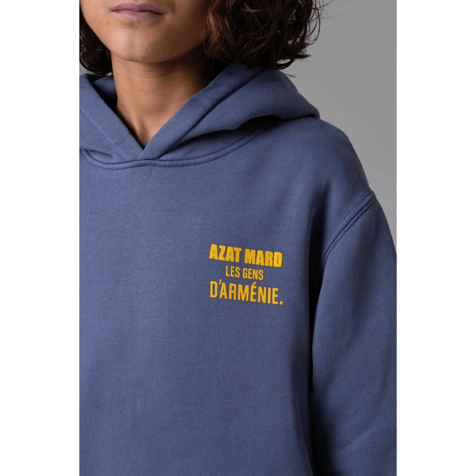 AZAT MARD LES GENS WASHED NAVY/YELLOW KIDS HOODIE