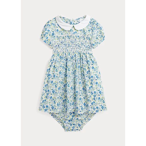 POLO RALPH LAUREN FLORAL COTTON SEERSUCKER DRESS & BLOOMER - Yooto