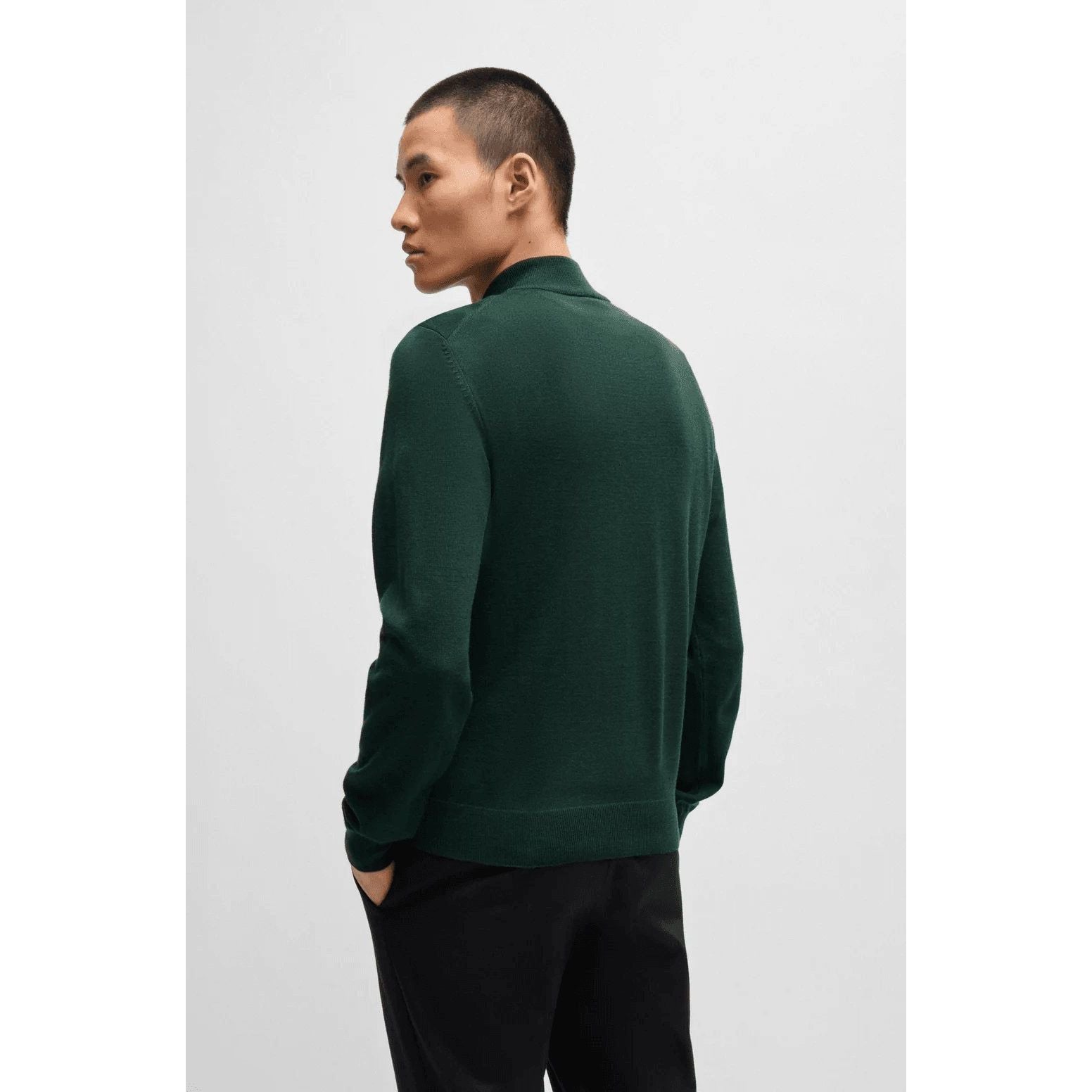 BOSS REGULAR-FIT ZIP-NECK SWEATER IN VIRGIN WOOL