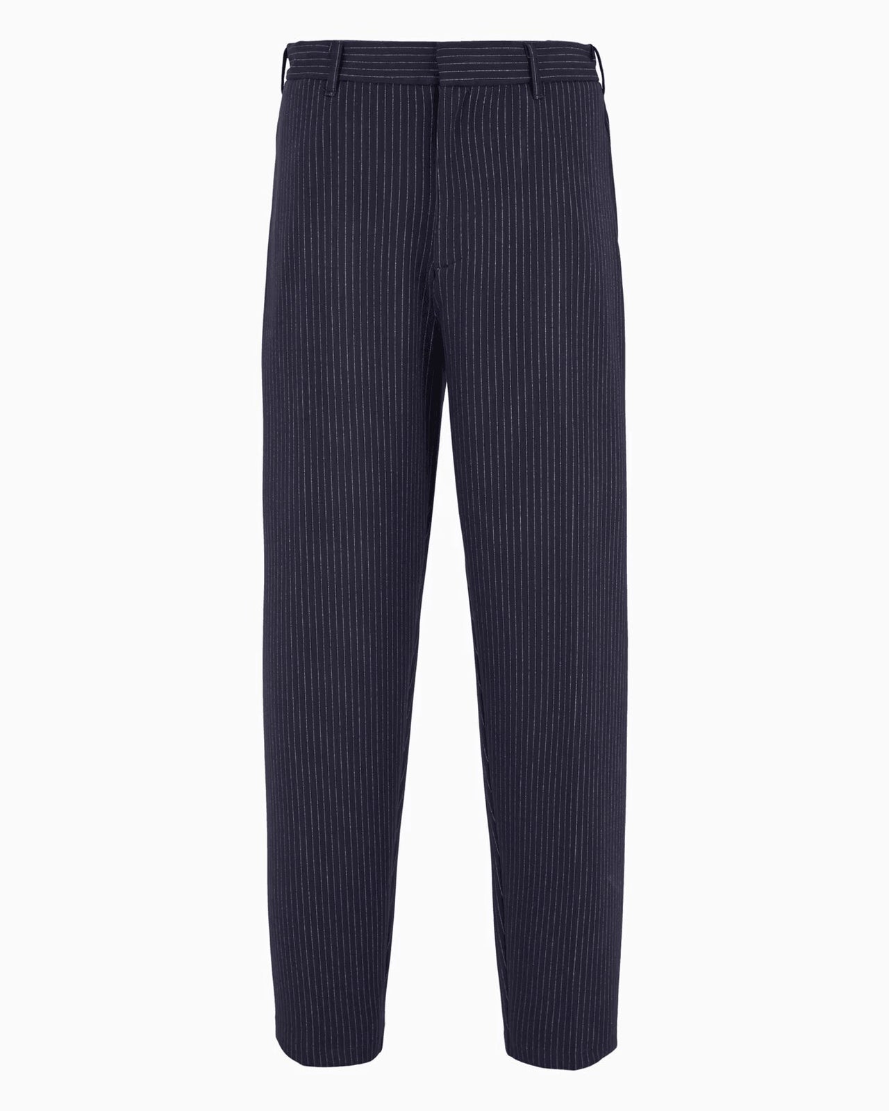 EMPORIO ARMANI Pinstriped viscose-blend jersey trousers